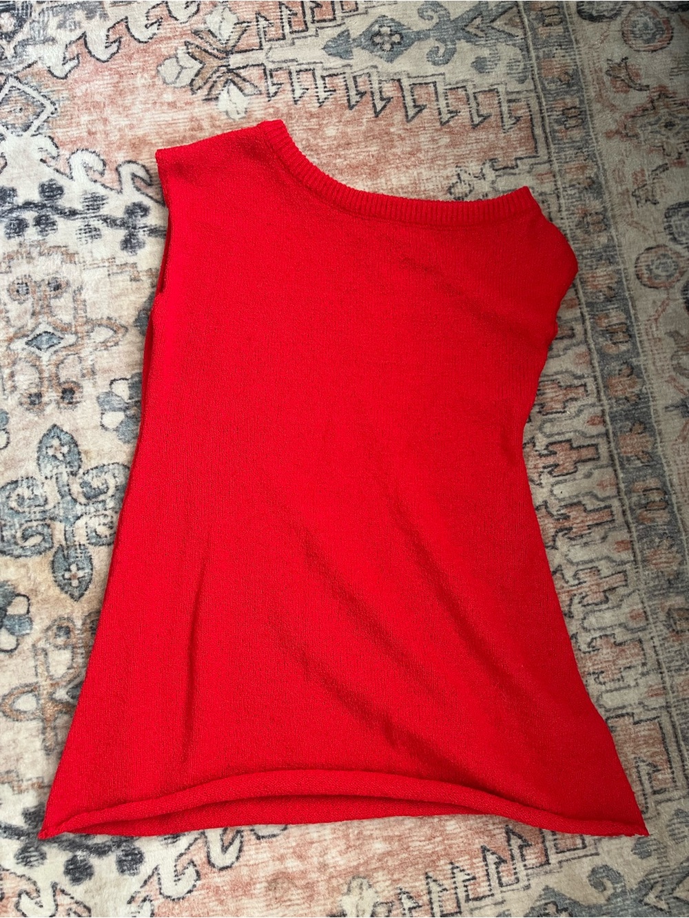 Red Sleeveless Knit Dress - Women's Classic Shift